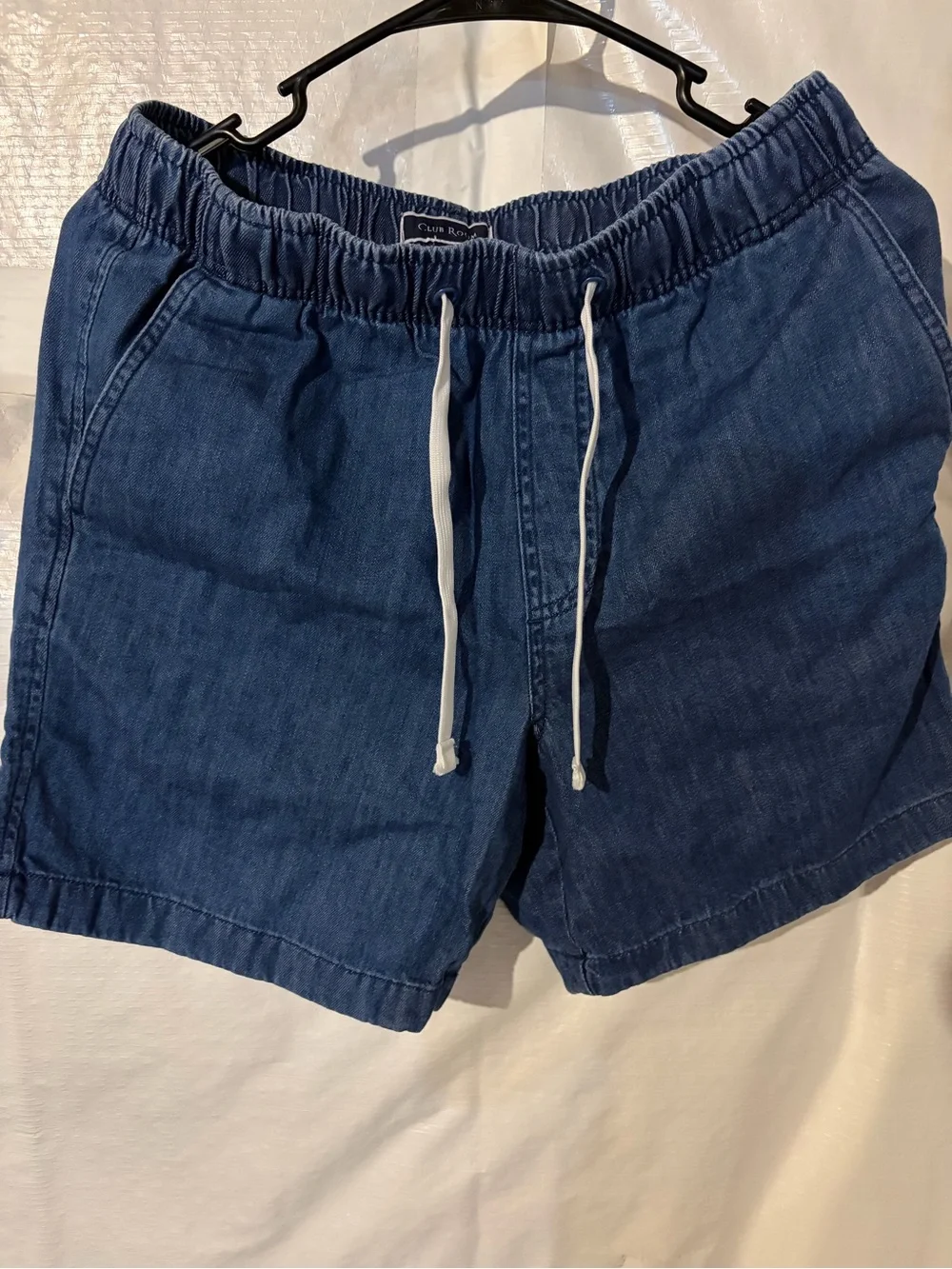Club Room Navy Blue Elastic Waist Denim Shorts
